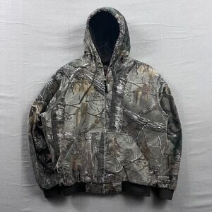 Game Winner Realtree Camo Jacket Mens Medium Brown Hooded Insulated Bomber